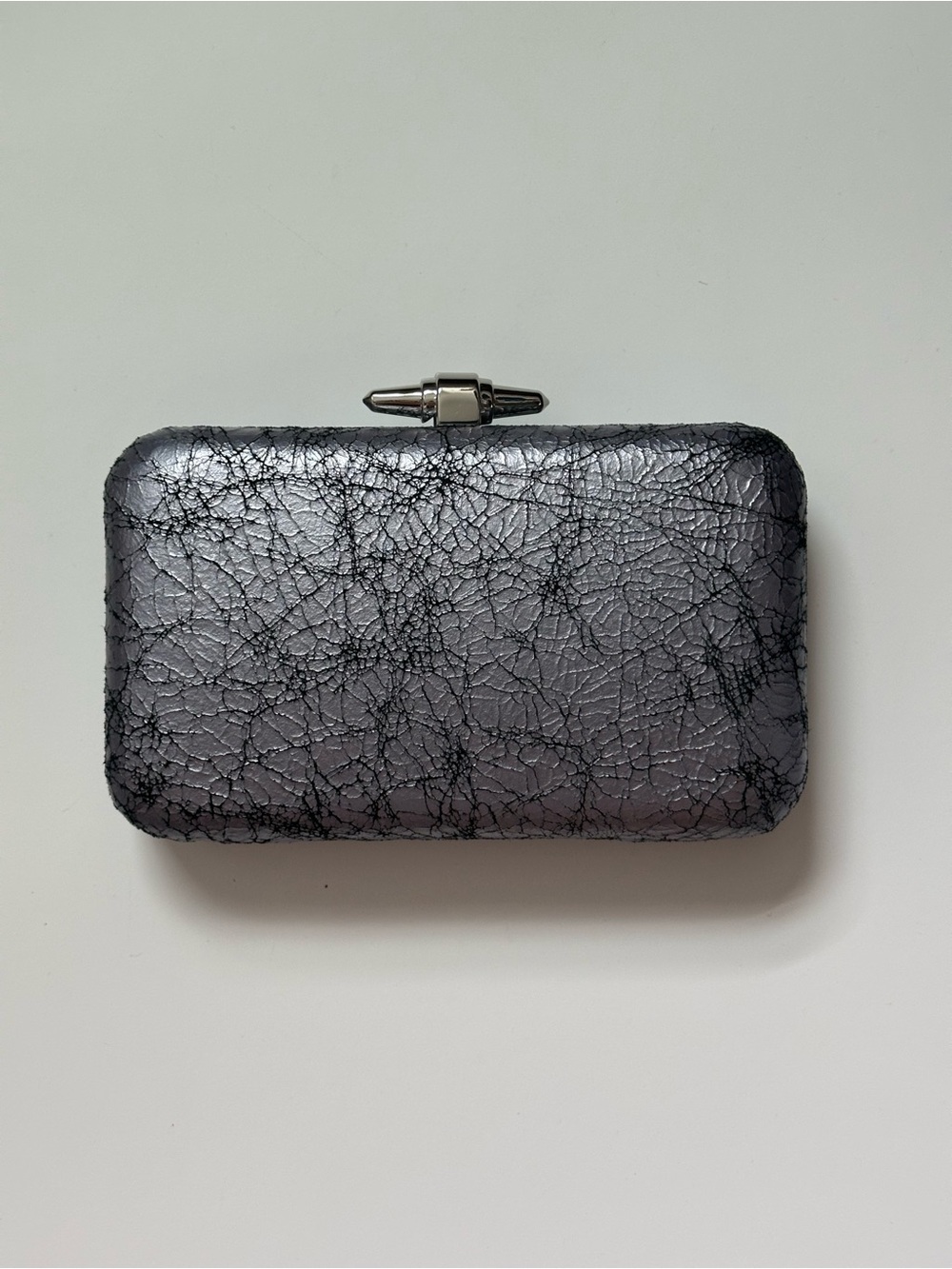 J.Crew Leather Gunmetal Crinkle Clutch - EUC